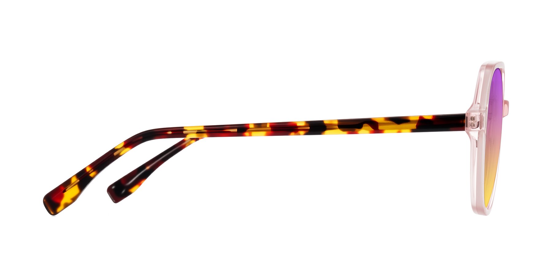 Side of Avenite in Pink/Tortoise with Purple / Yellow Gradient Lenses