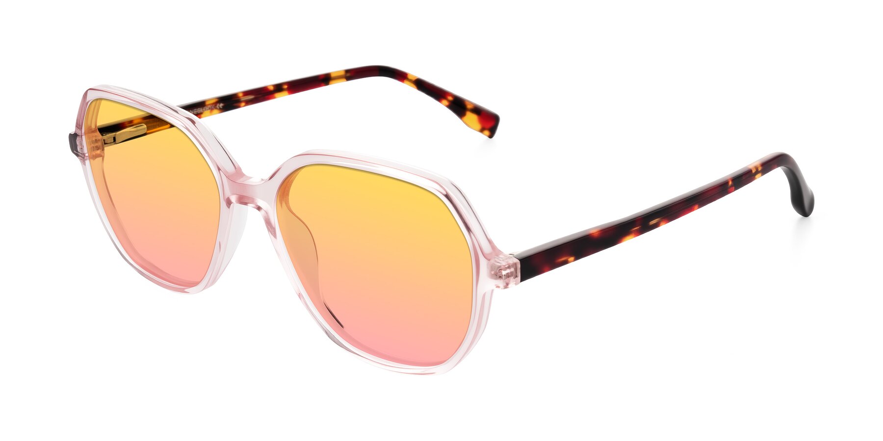 Angle of Avenite in Pink/Tortoise with Yellow / Pink Gradient Lenses