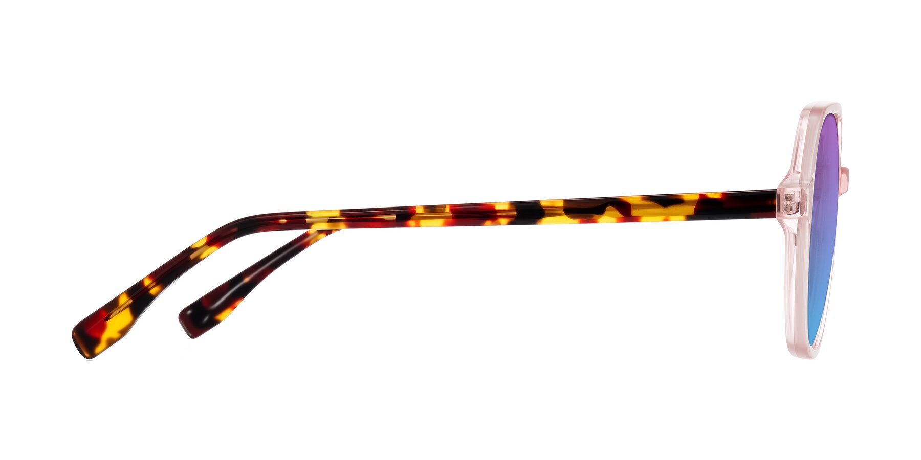 Side of Avenite in Pink/Tortoise with Purple / Blue Gradient Lenses