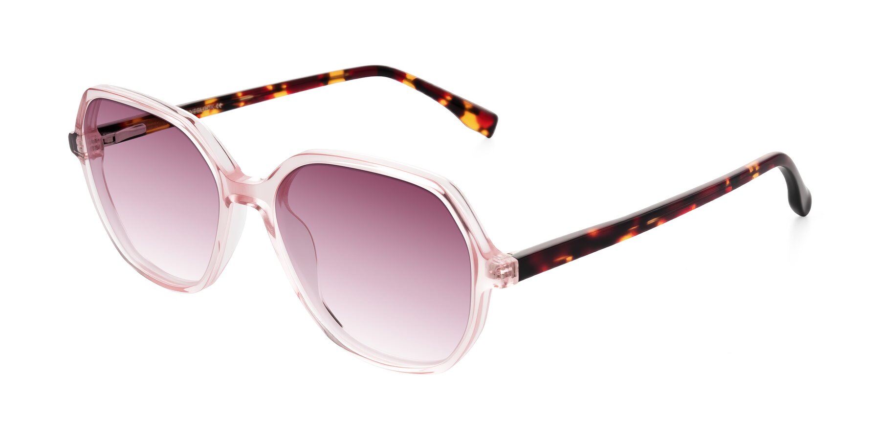 Angle of Avenite in Pink/Tortoise with Wine Gradient Lenses