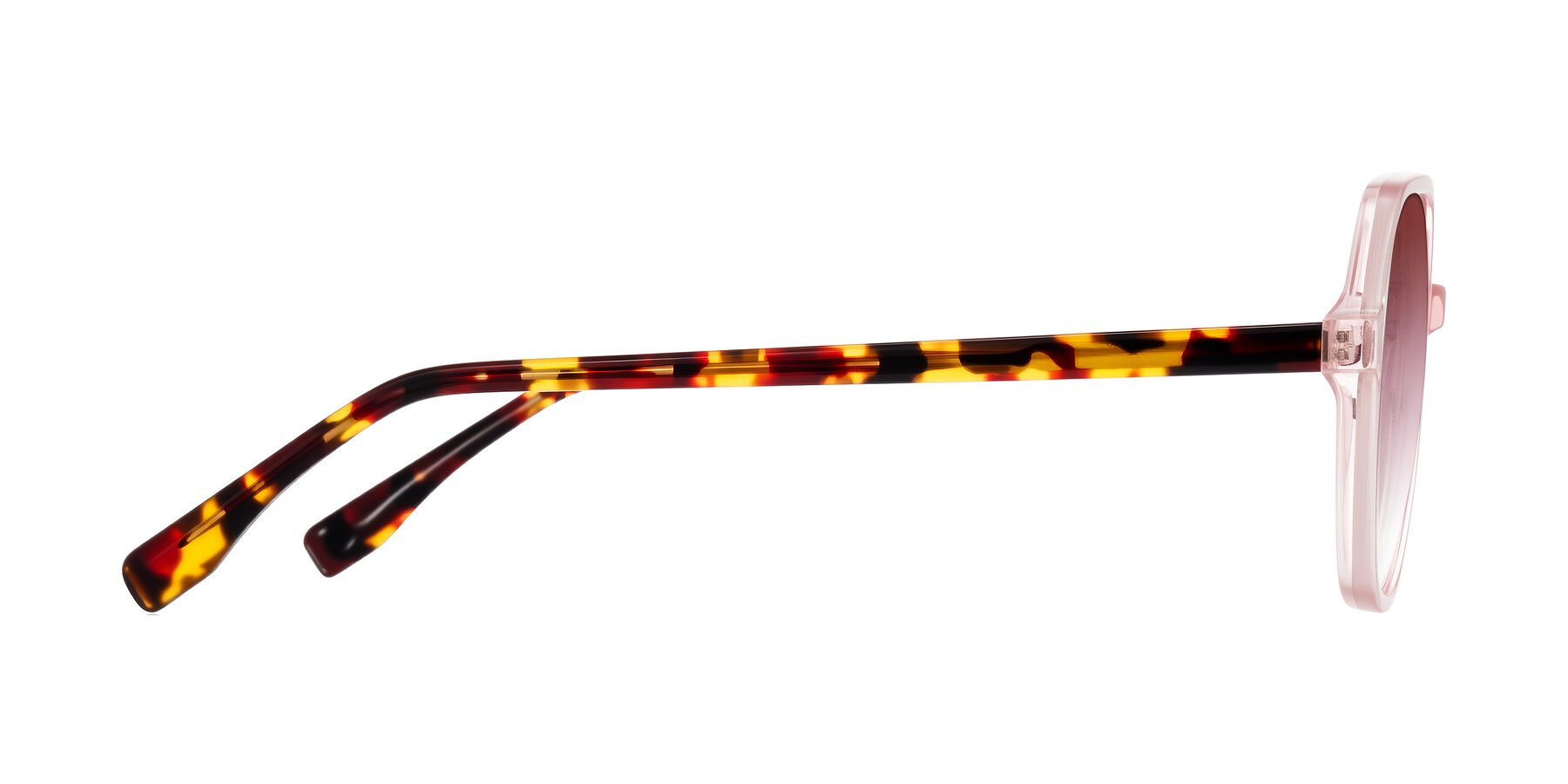 Side of Avenite in Pink/Tortoise with Garnet Gradient Lenses