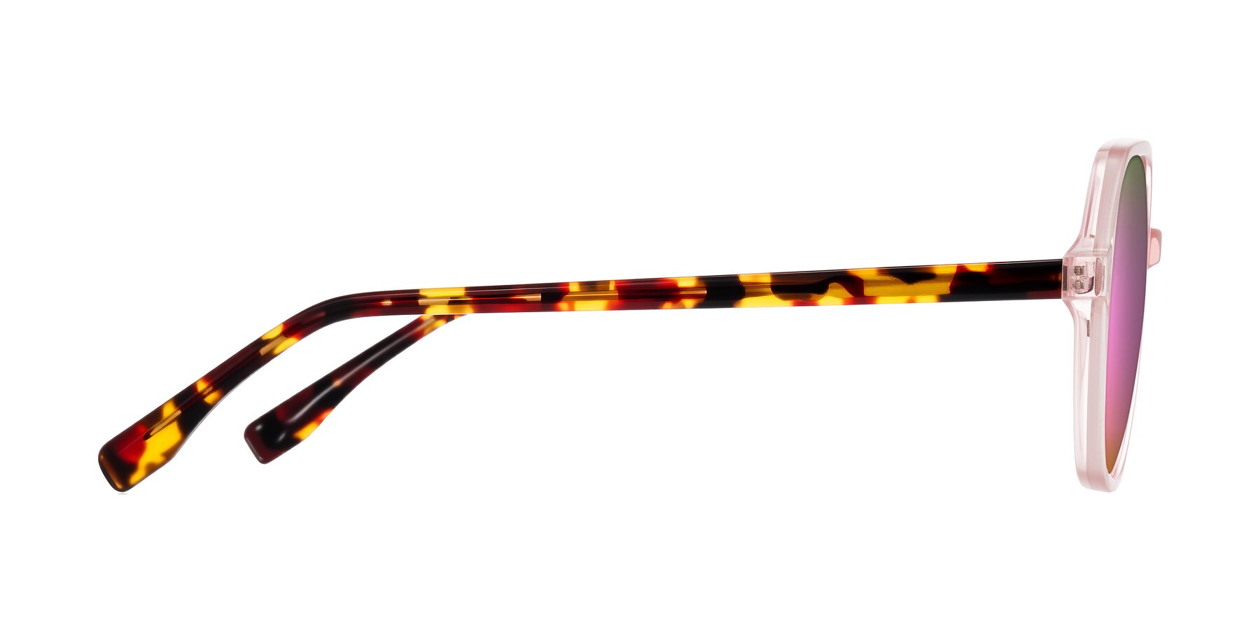 Side of Avenite in Pink/Tortoise with Pink Mirrored Lenses