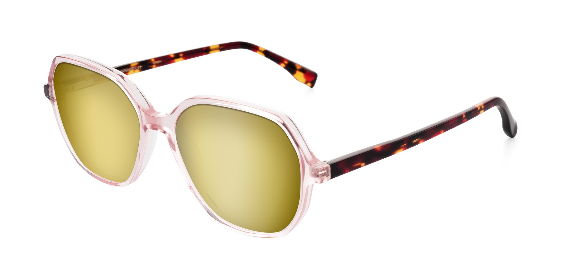 Angle of Avenite in Pink/Tortoise with Gold Mirrored Lenses