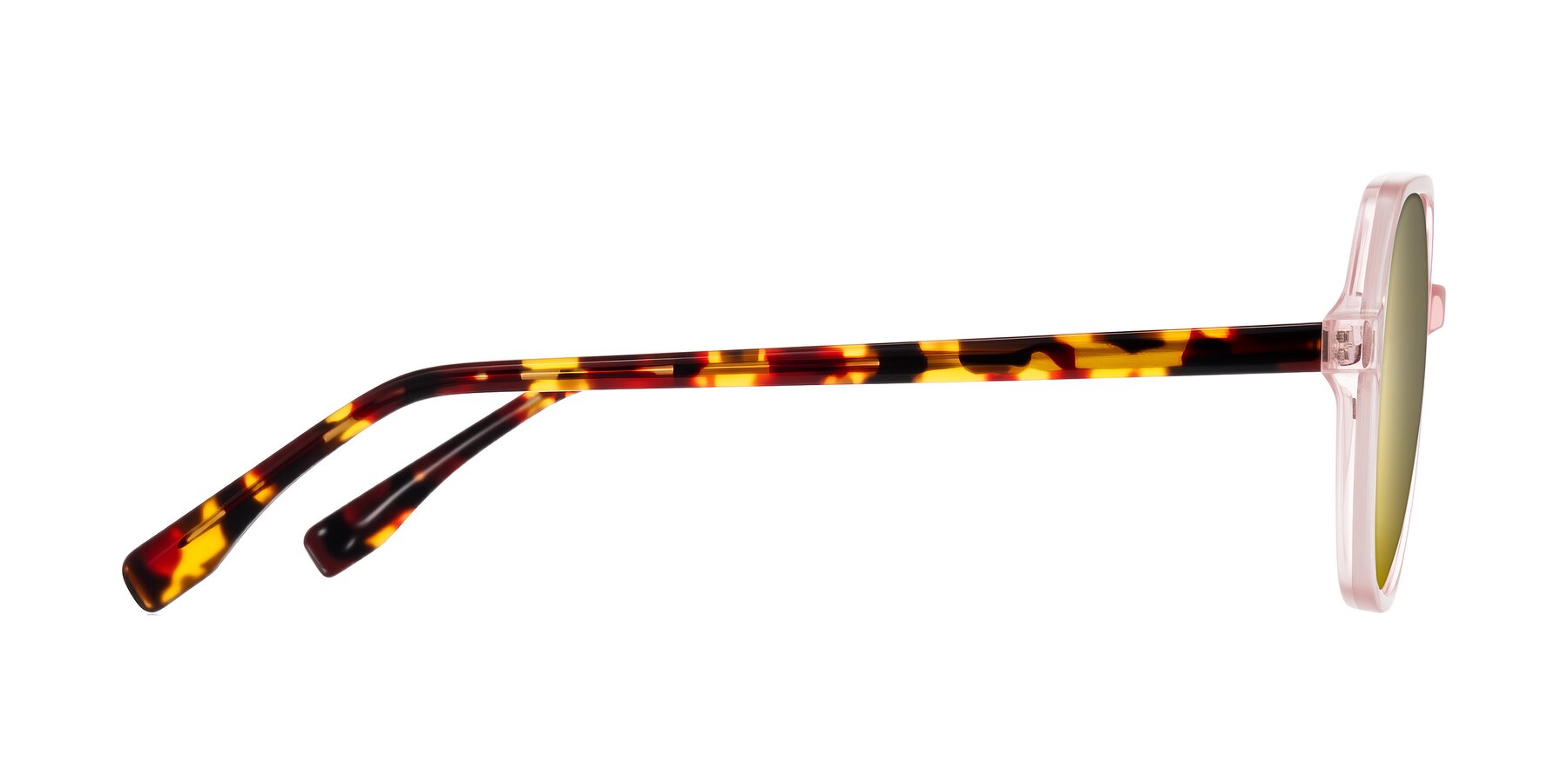 Side of Avenite in Pink/Tortoise with Gold Mirrored Lenses