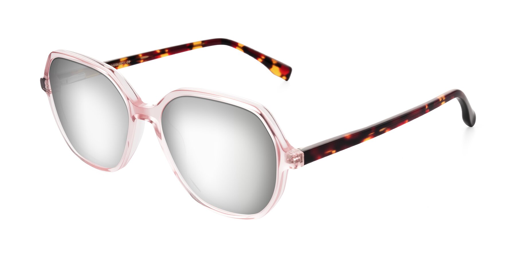 Angle of Avenite in Pink/Tortoise with Silver Mirrored Lenses