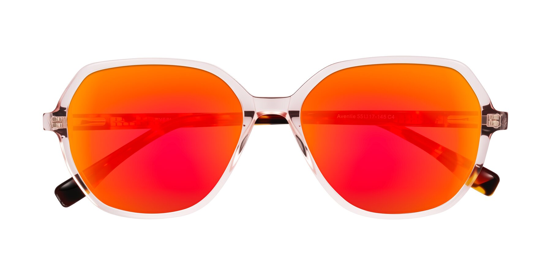 Folded Front of Avenite in Pink/Tortoise with Red Gold Mirrored Lenses