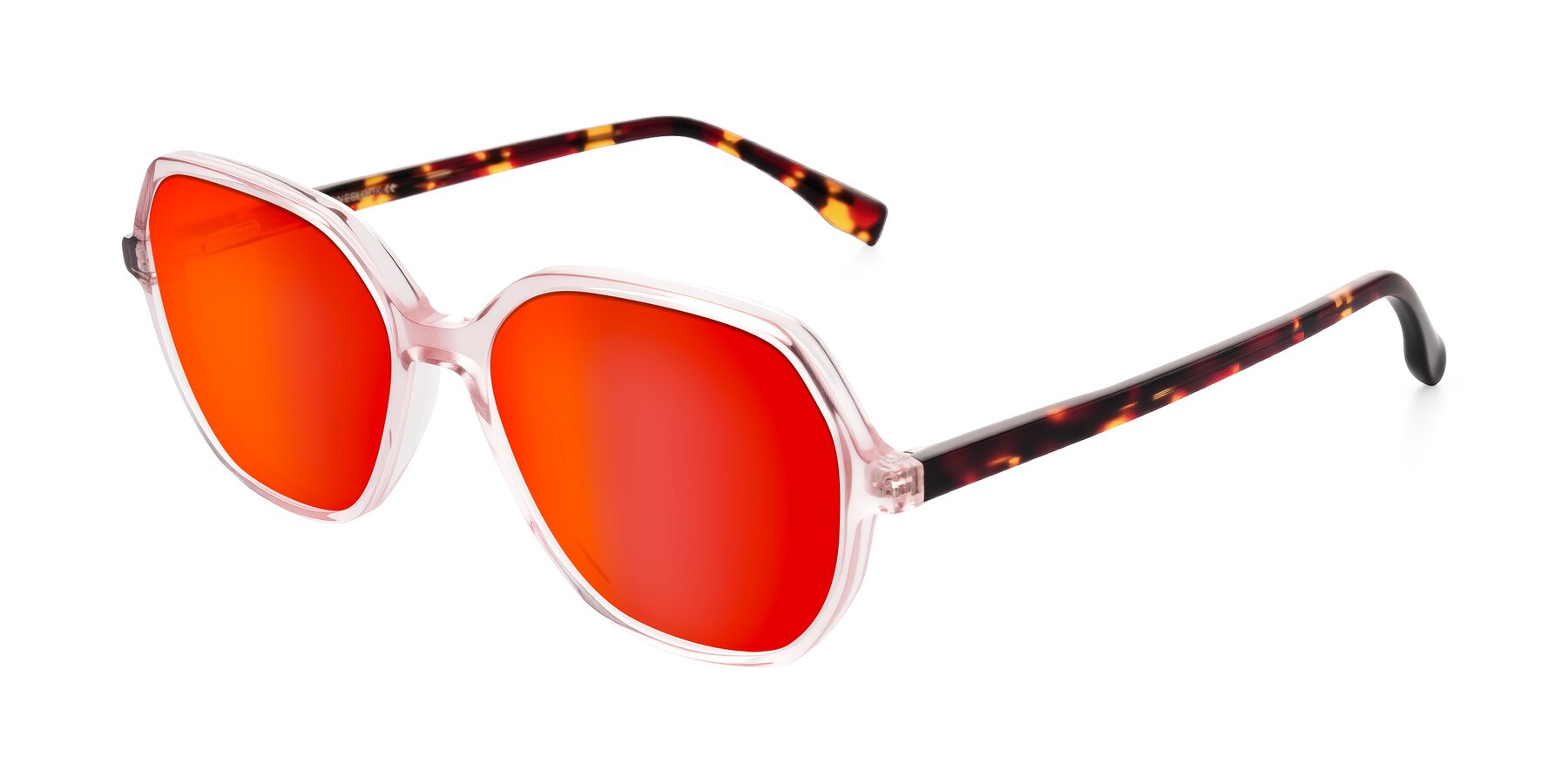 Angle of Avenite in Pink/Tortoise with Red Gold Mirrored Lenses