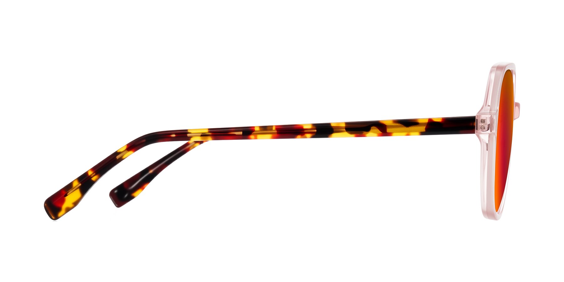 Side of Avenite in Pink/Tortoise with Red Gold Mirrored Lenses