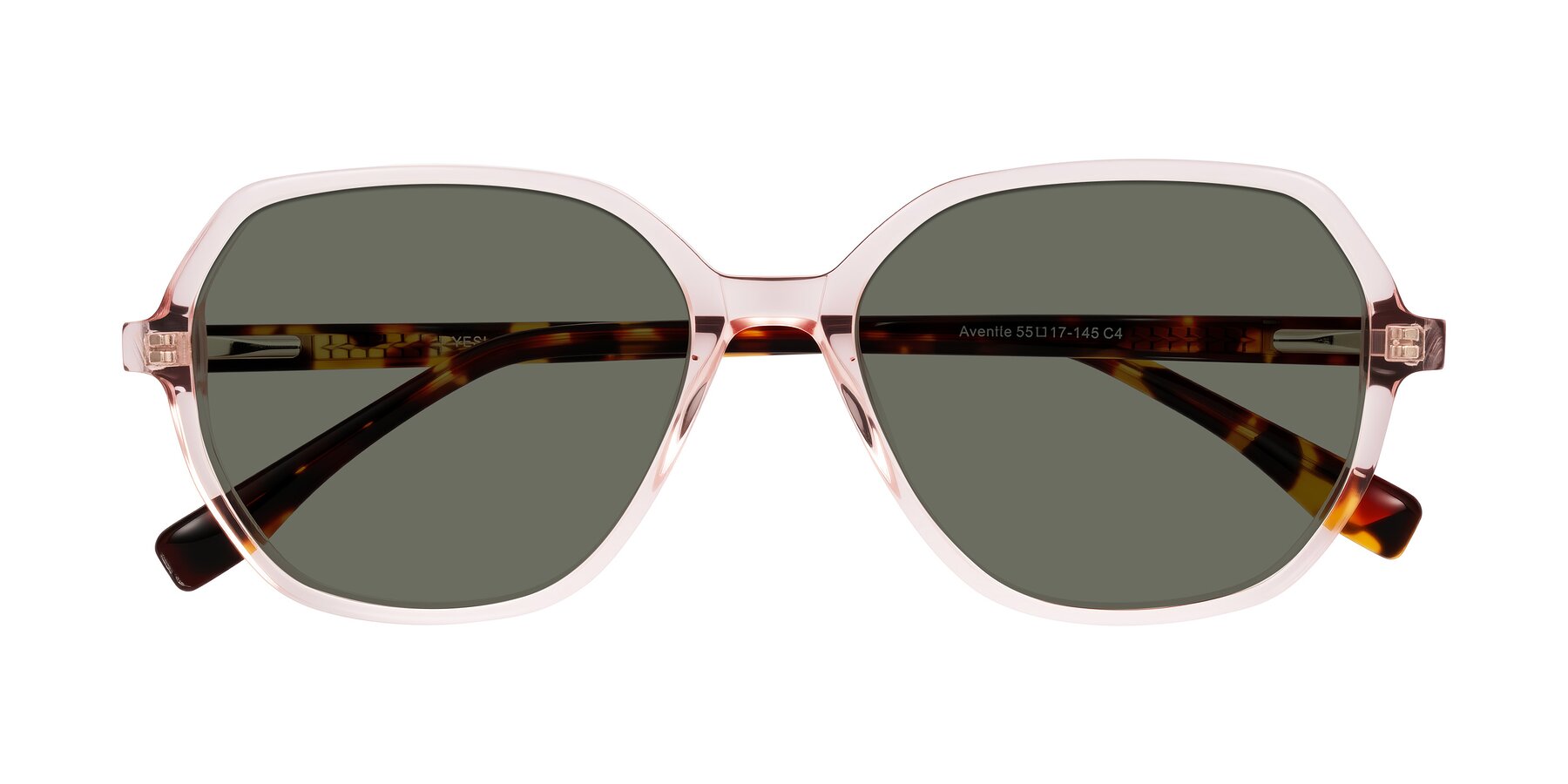 Folded Front of Avenite in Pink/Tortoise with Gray Polarized Lenses