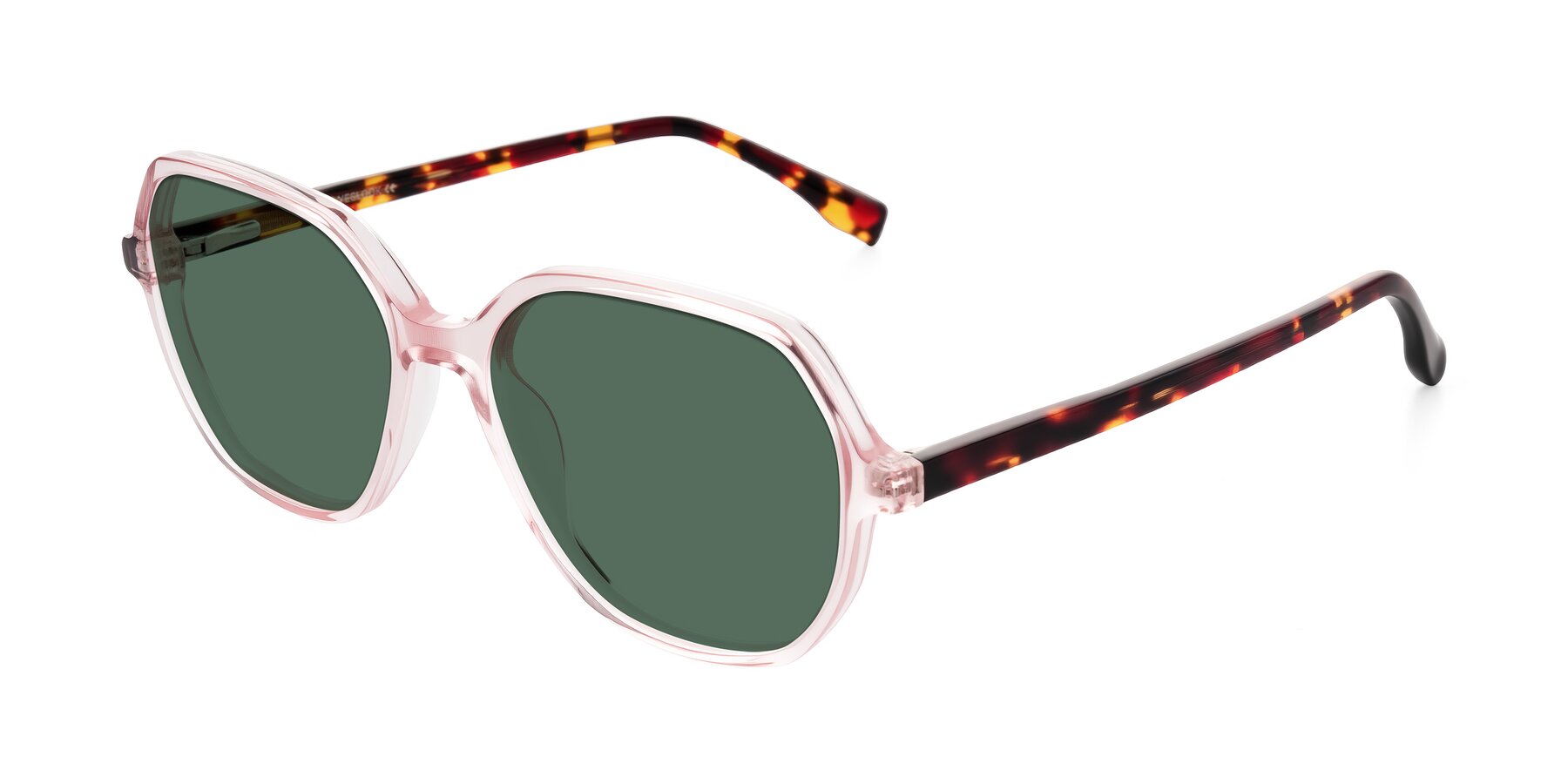Angle of Avenite in Pink/Tortoise with Green Polarized Lenses