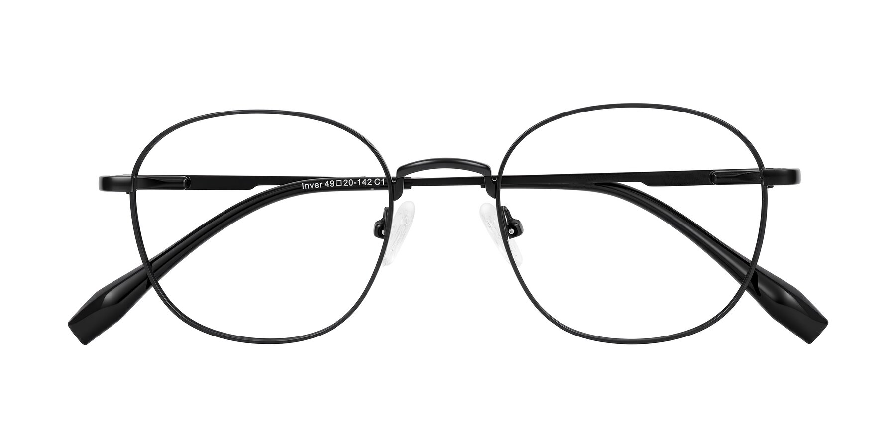 Folded Front of Inver in Black with Clear Eyeglass Lenses