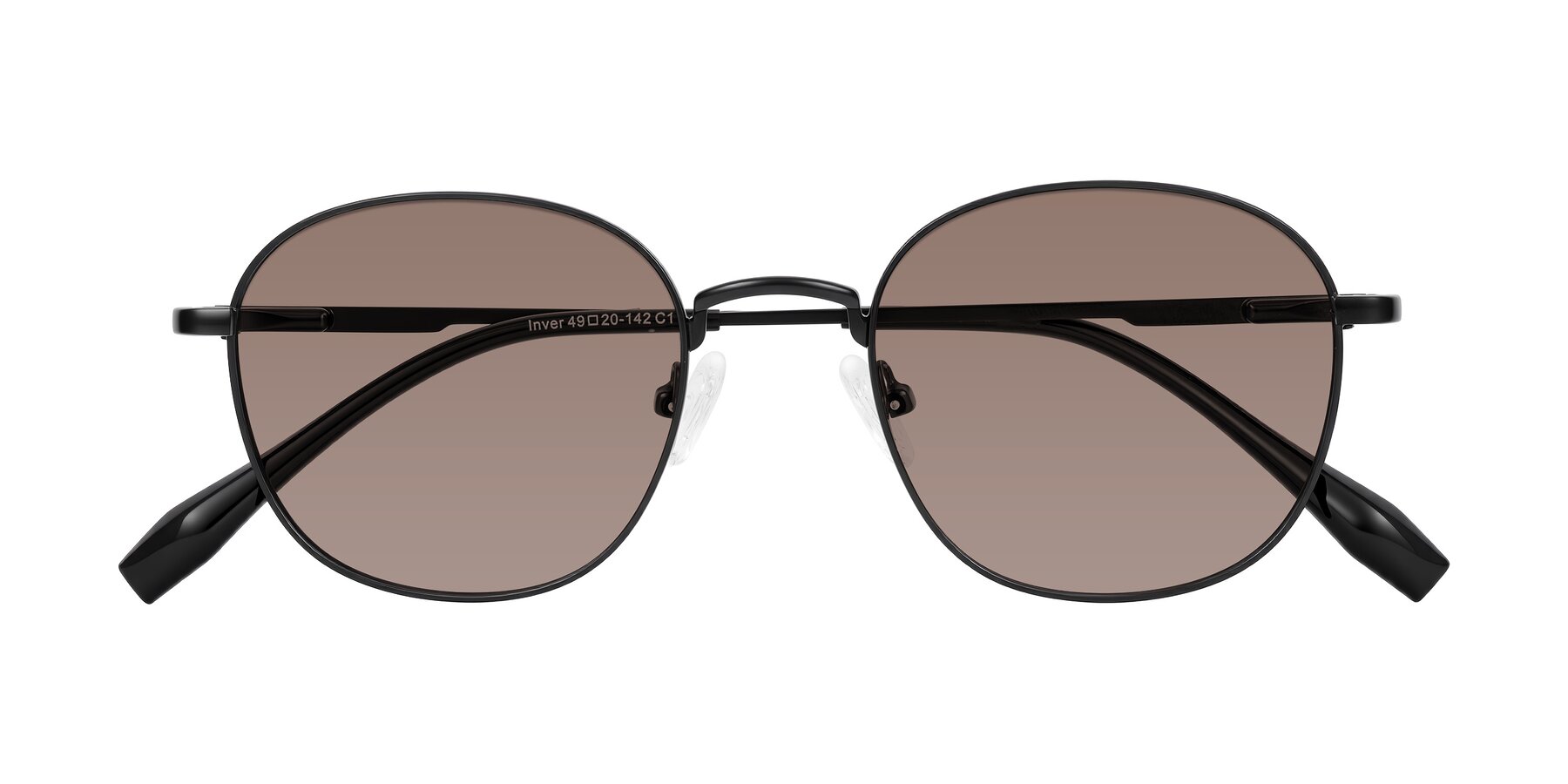 Folded Front of Inver in Black with Medium Brown Tinted Lenses