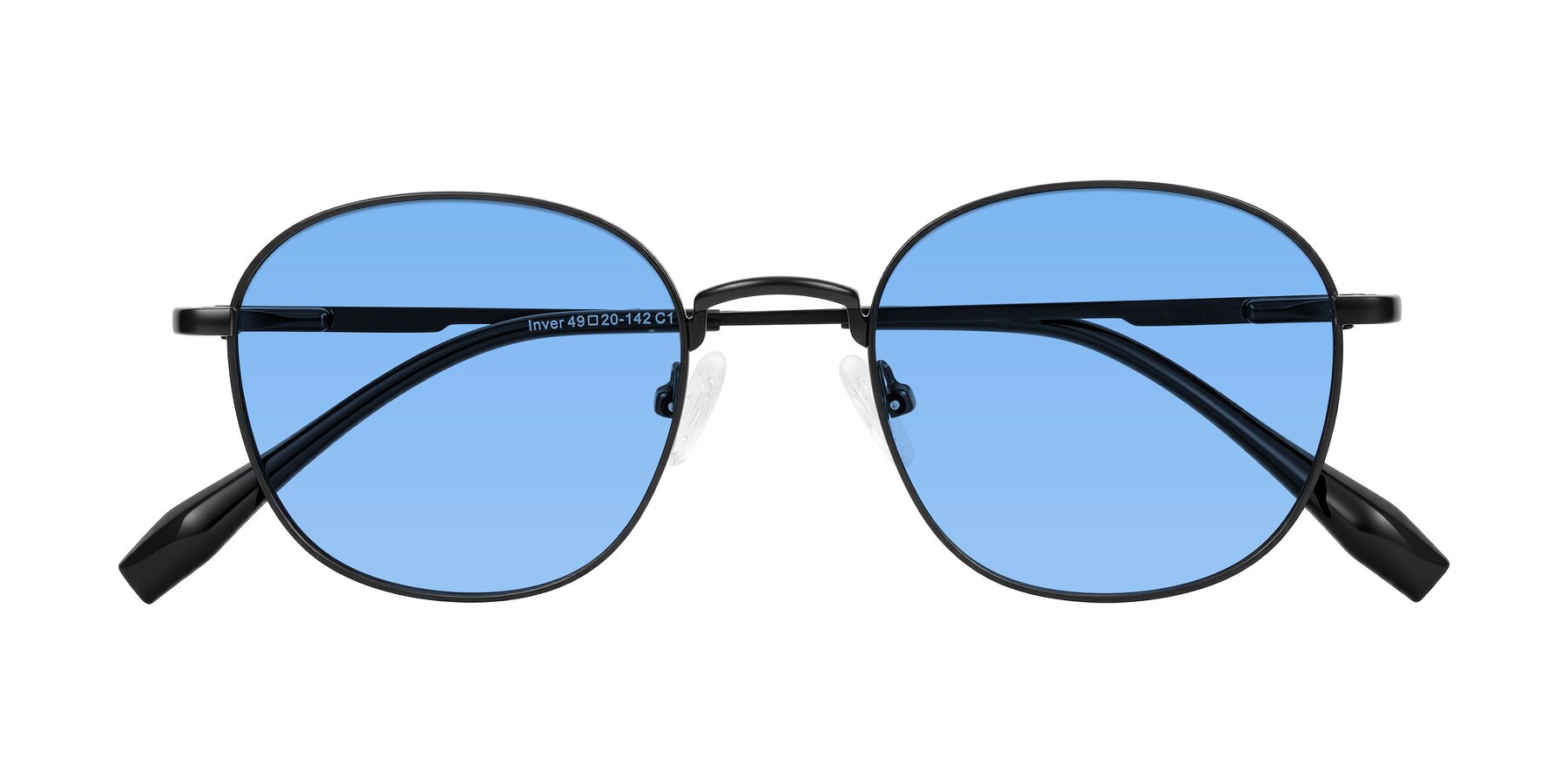 Folded Front of Inver in Black with Medium Blue Tinted Lenses