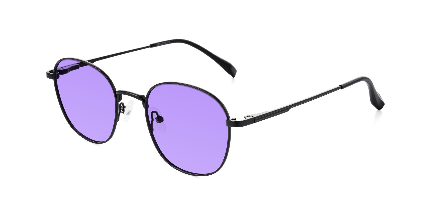 Angle of Inver in Black with Medium Purple Tinted Lenses