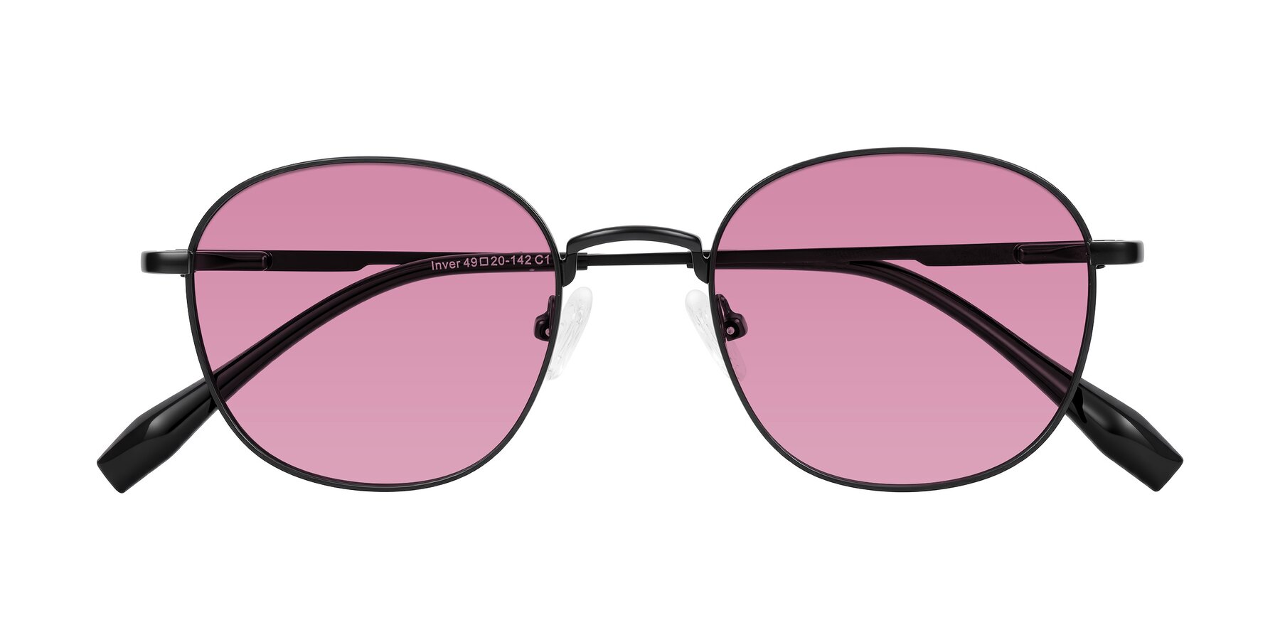 Folded Front of Inver in Black with Medium Wine Tinted Lenses