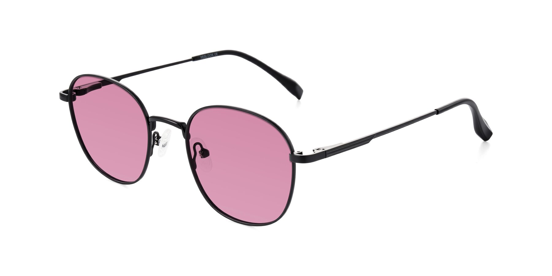 Angle of Inver in Black with Medium Wine Tinted Lenses