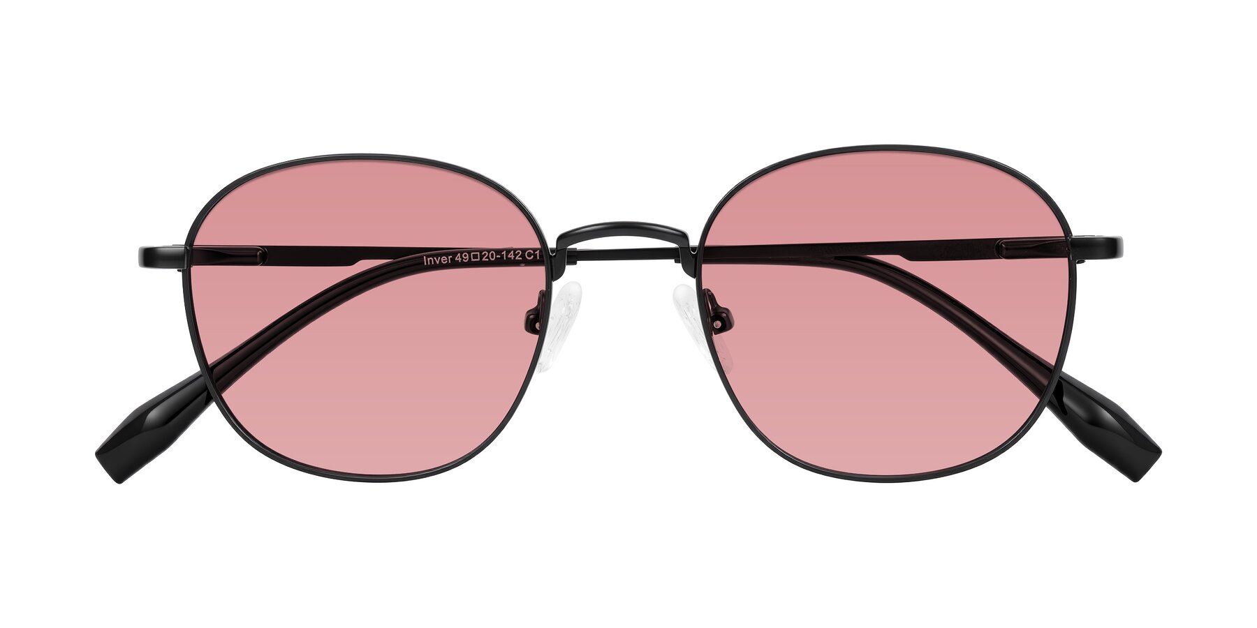 Folded Front of Inver in Black with Medium Garnet Tinted Lenses