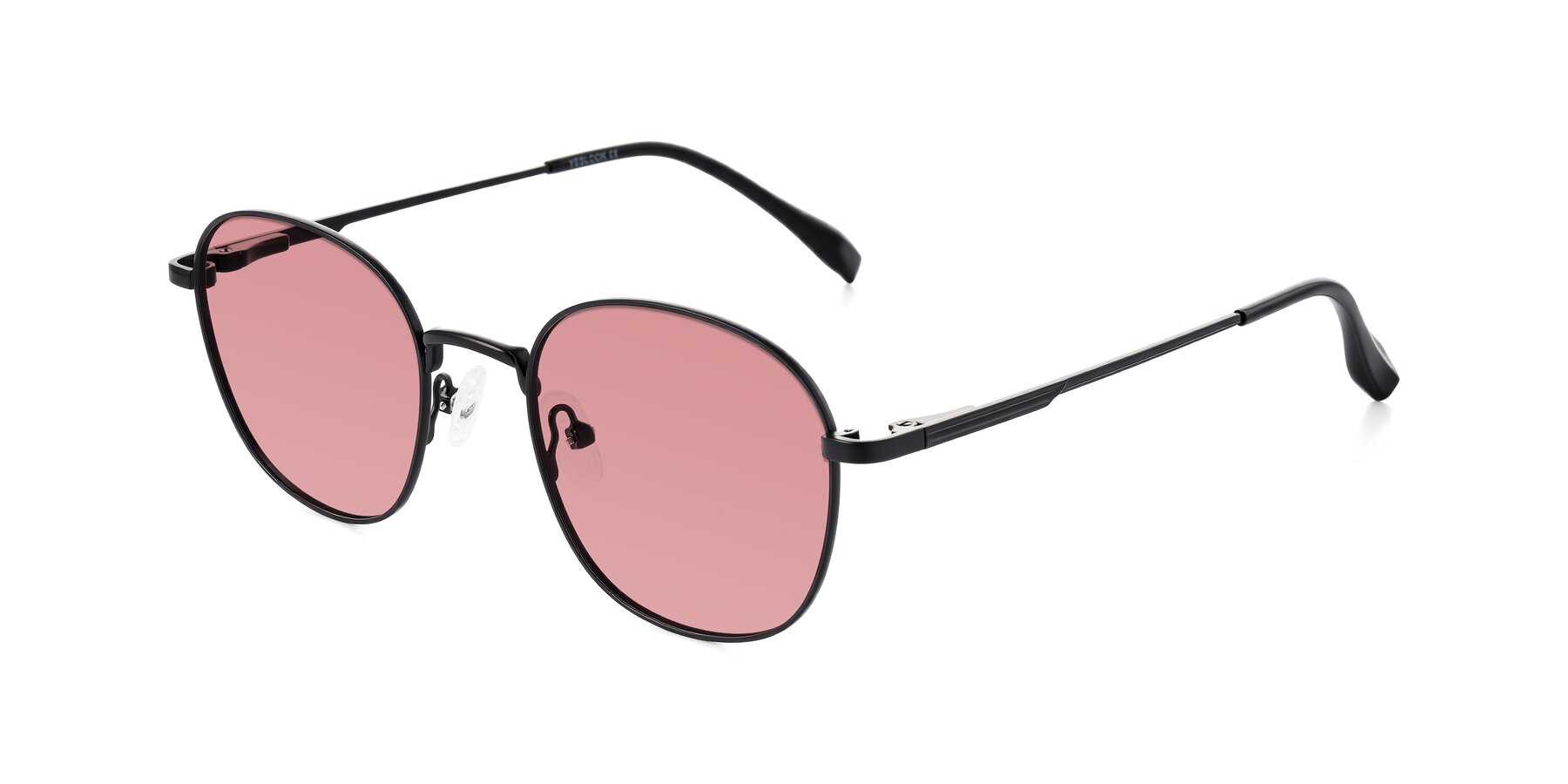Angle of Inver in Black with Medium Garnet Tinted Lenses