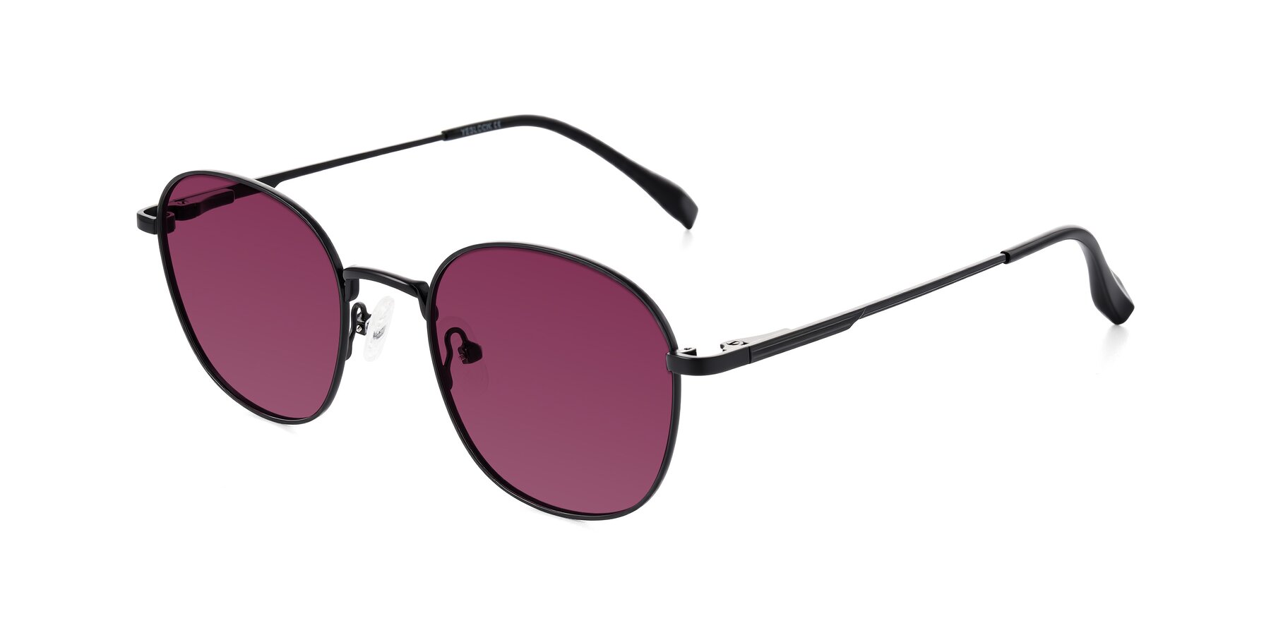 Angle of Inver in Black with Wine Tinted Lenses