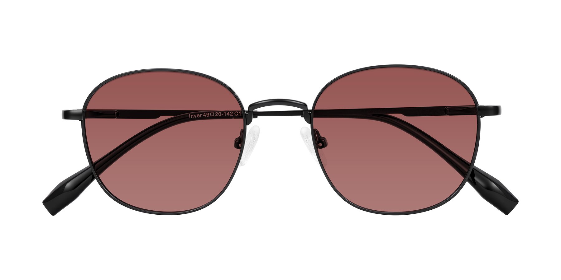 Folded Front of Inver in Black with Garnet Tinted Lenses
