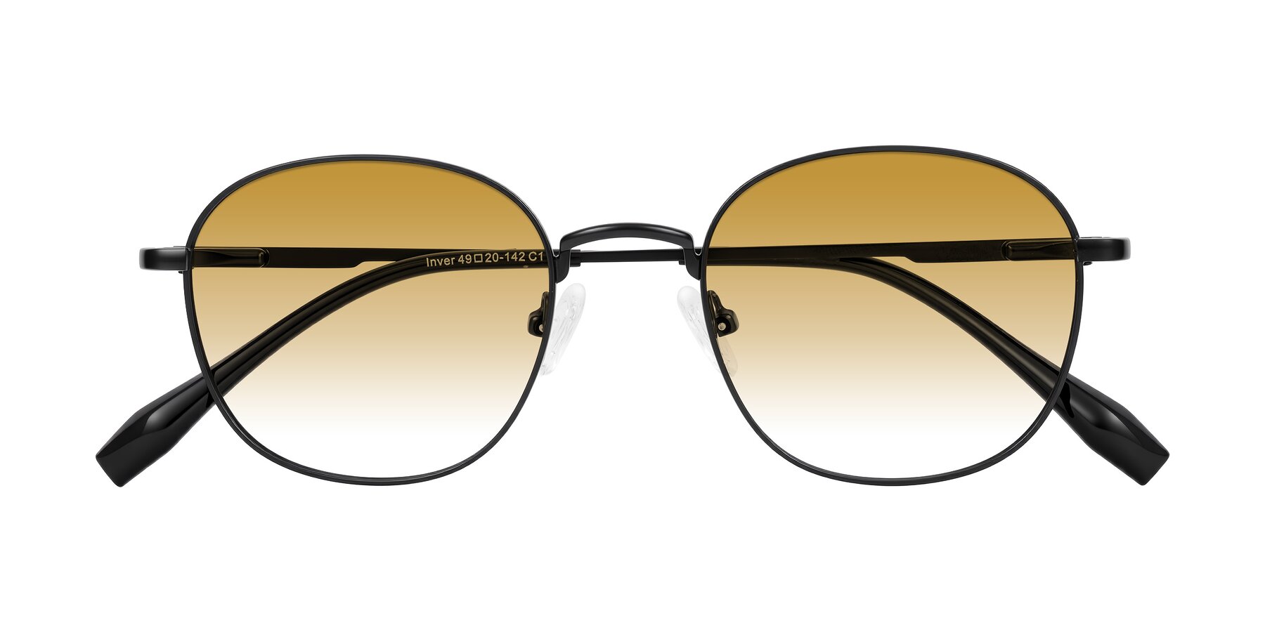Folded Front of Inver in Black with Champagne Gradient Lenses