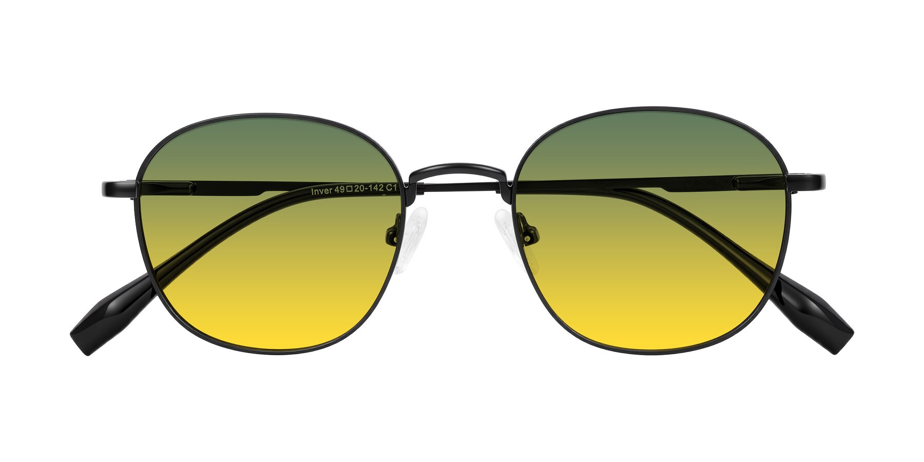 Folded Front of Inver in Black with Green / Yellow Gradient Lenses
