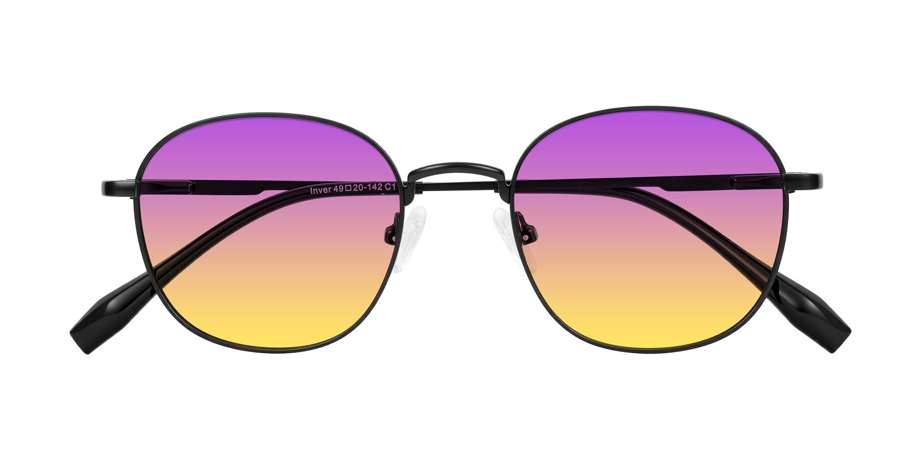 Folded Front of Inver in Black with Purple / Yellow Gradient Lenses