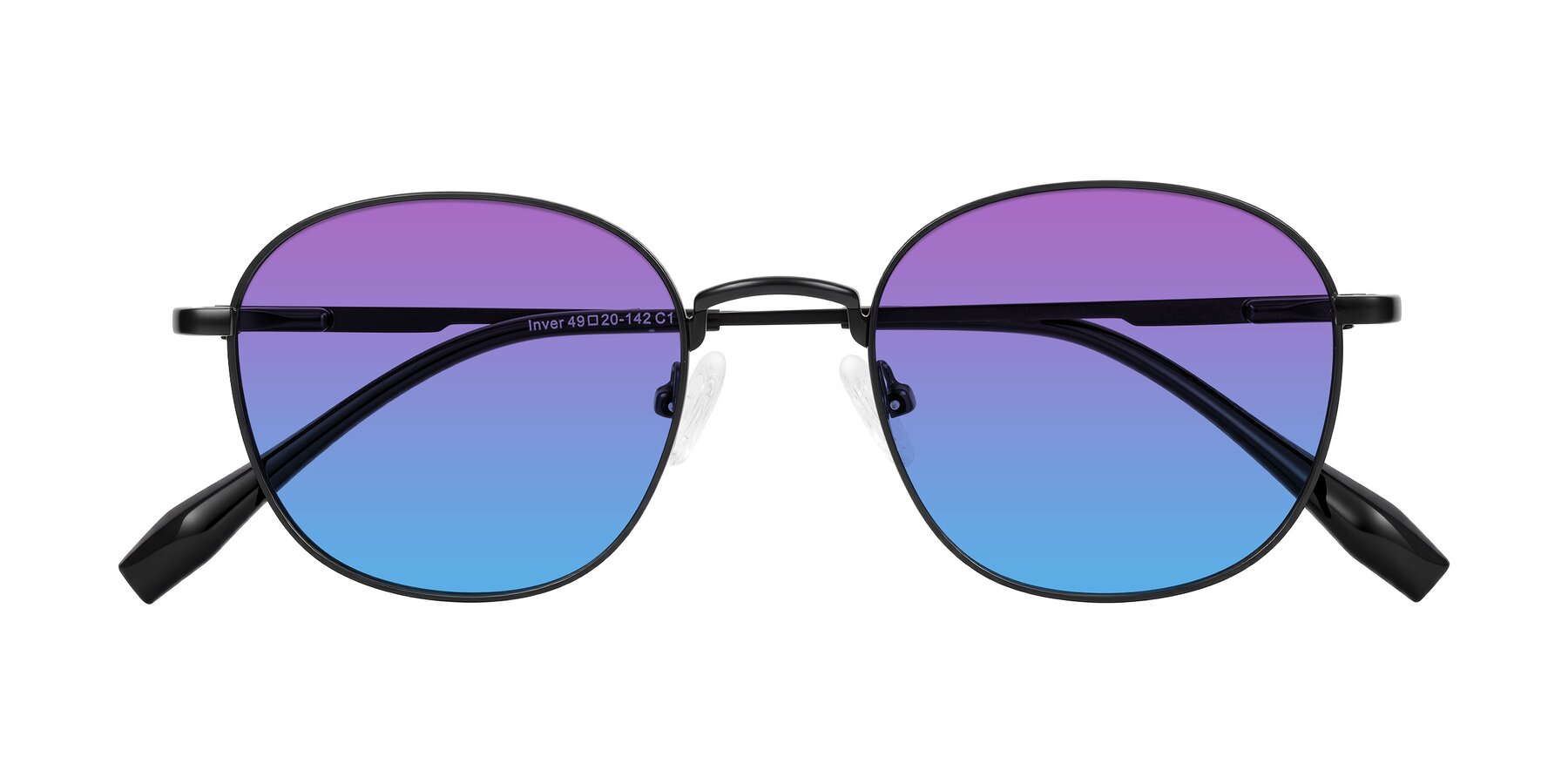 Folded Front of Inver in Black with Purple / Blue Gradient Lenses