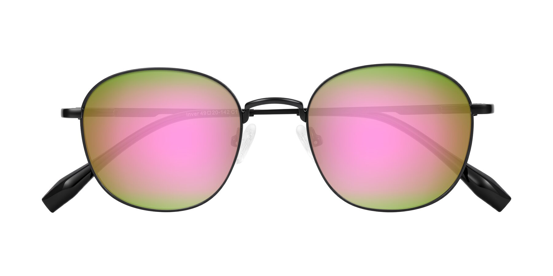Folded Front of Inver in Black with Pink Mirrored Lenses
