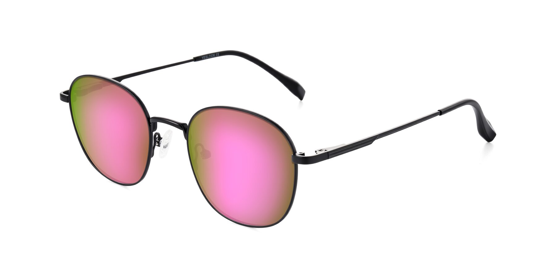 Angle of Inver in Black with Pink Mirrored Lenses