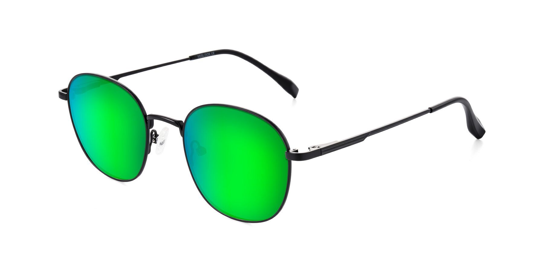 Angle of Inver in Black with Green Mirrored Lenses