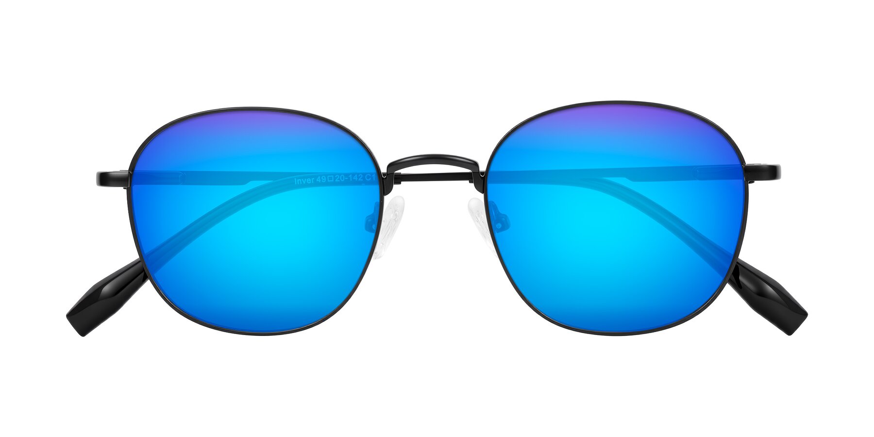 Folded Front of Inver in Black with Blue Mirrored Lenses