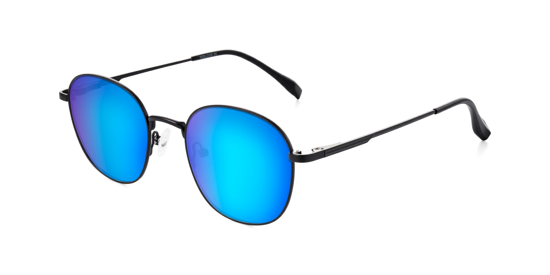 Angle of Inver in Black with Blue Mirrored Lenses