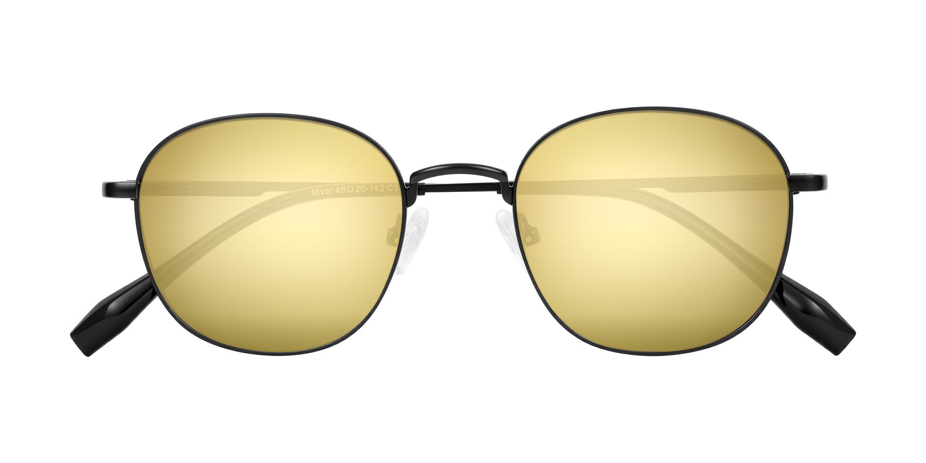 Folded Front of Inver in Black with Gold Mirrored Lenses