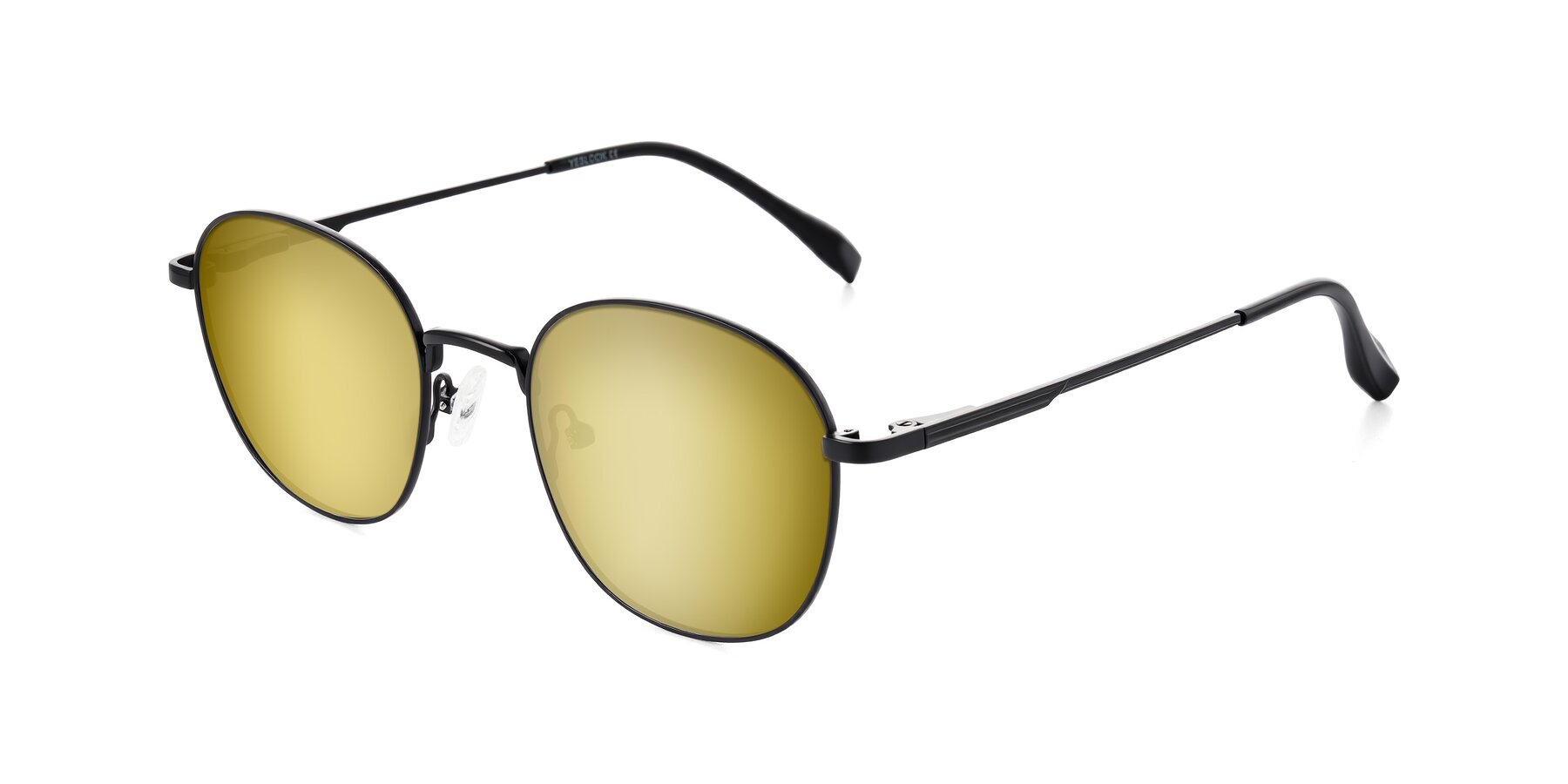Angle of Inver in Black with Gold Mirrored Lenses