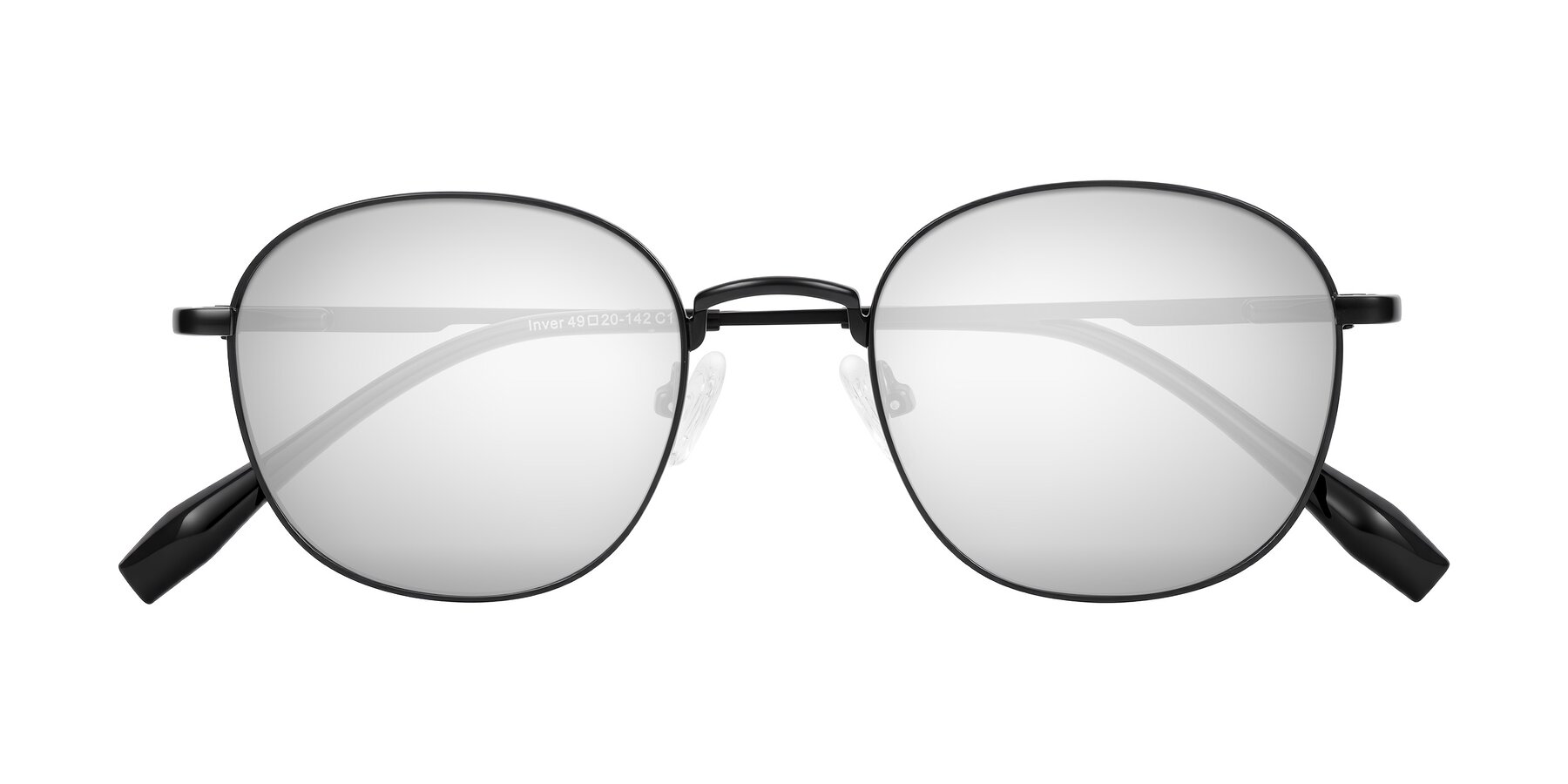 Folded Front of Inver in Black with Silver Mirrored Lenses