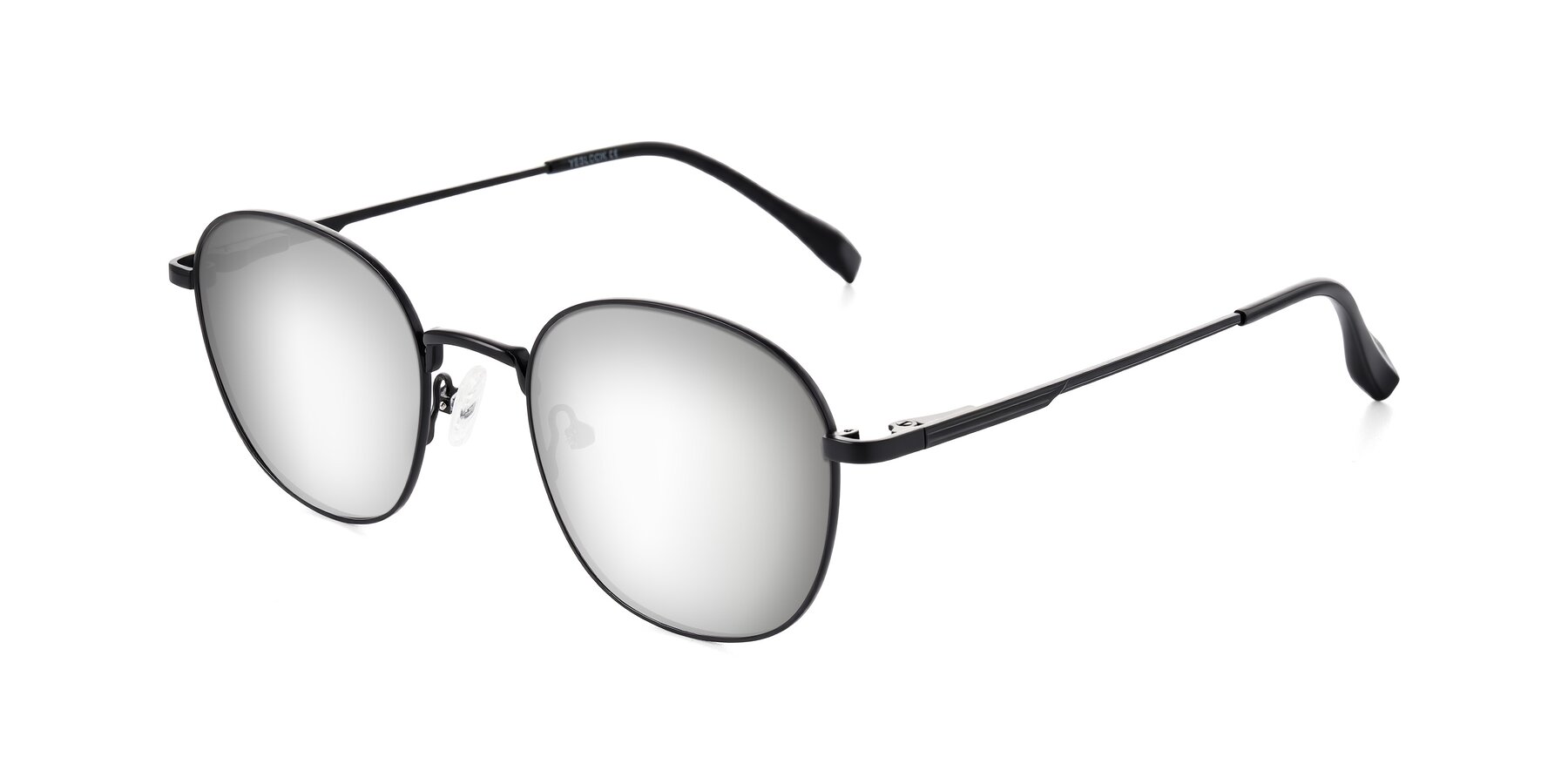 Angle of Inver in Black with Silver Mirrored Lenses