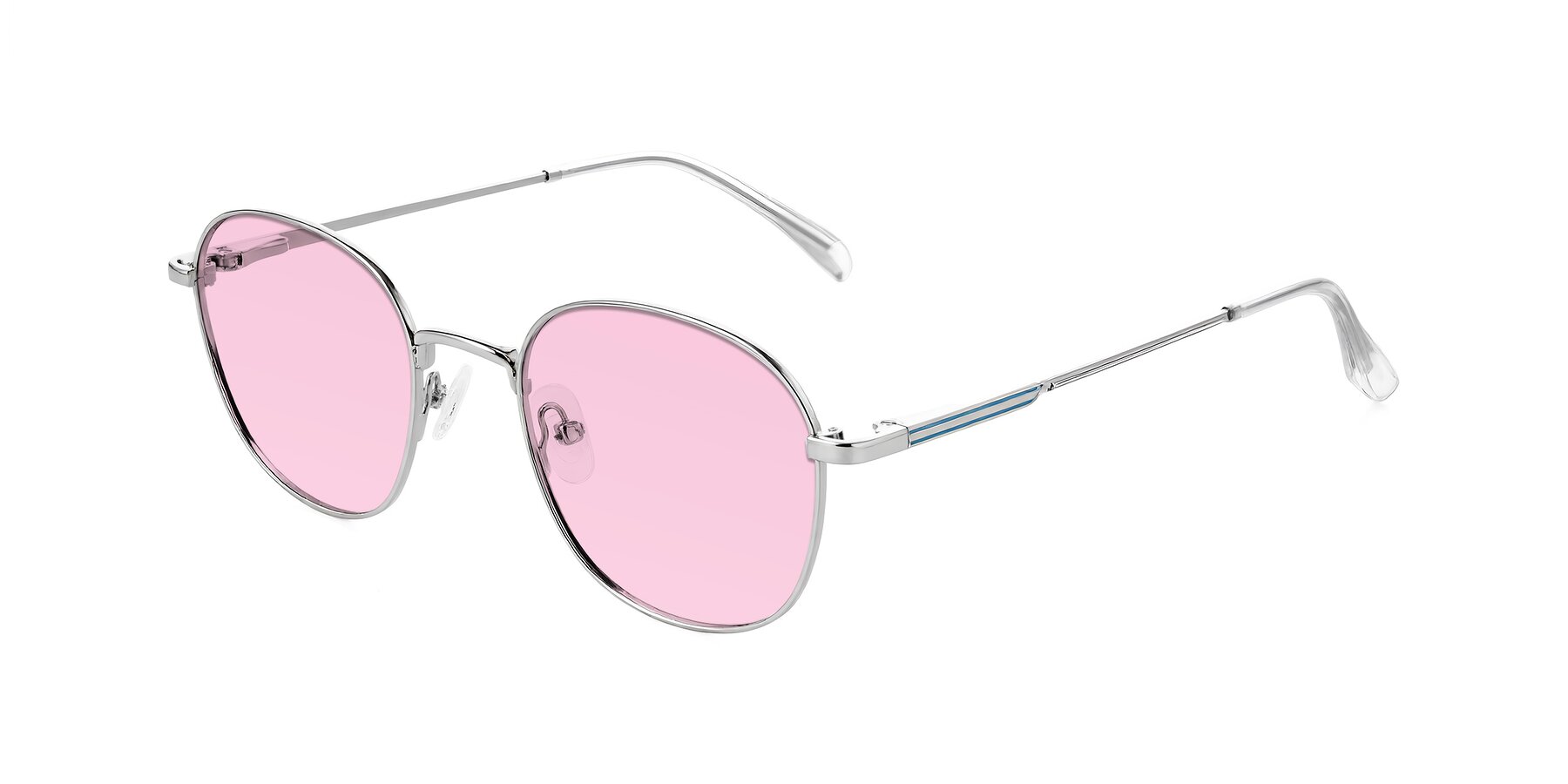 Angle of Inver in Silver with Light Pink Tinted Lenses