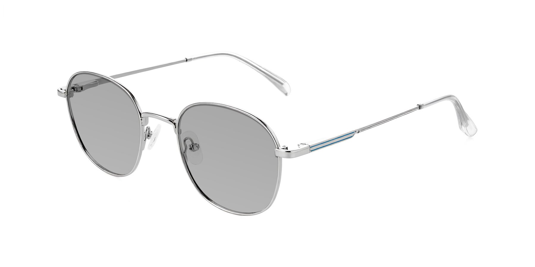 Angle of Inver in Silver with Light Gray Tinted Lenses