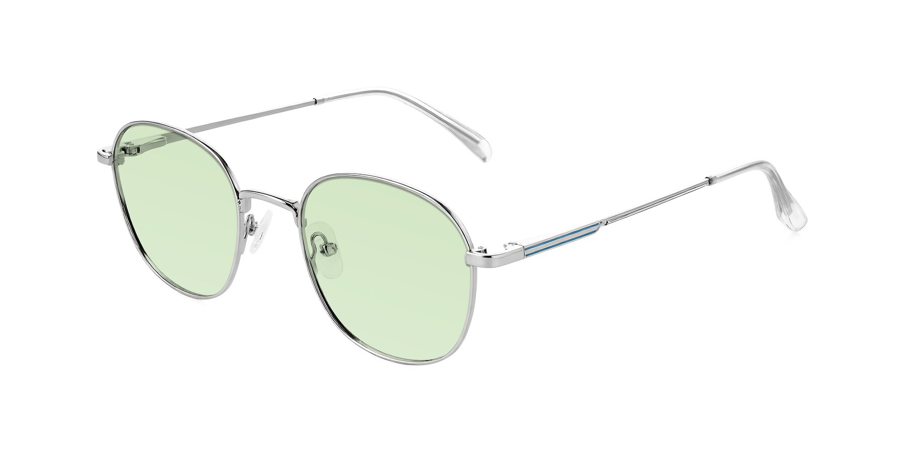 Angle of Inver in Silver with Light Green Tinted Lenses