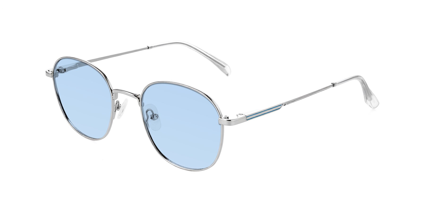 Angle of Inver in Silver with Light Blue Tinted Lenses