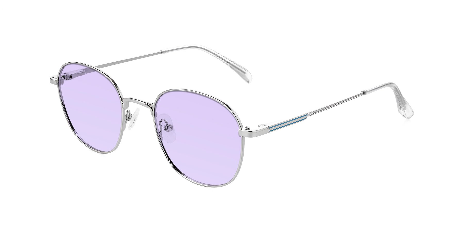 Angle of Inver in Silver with Light Purple Tinted Lenses