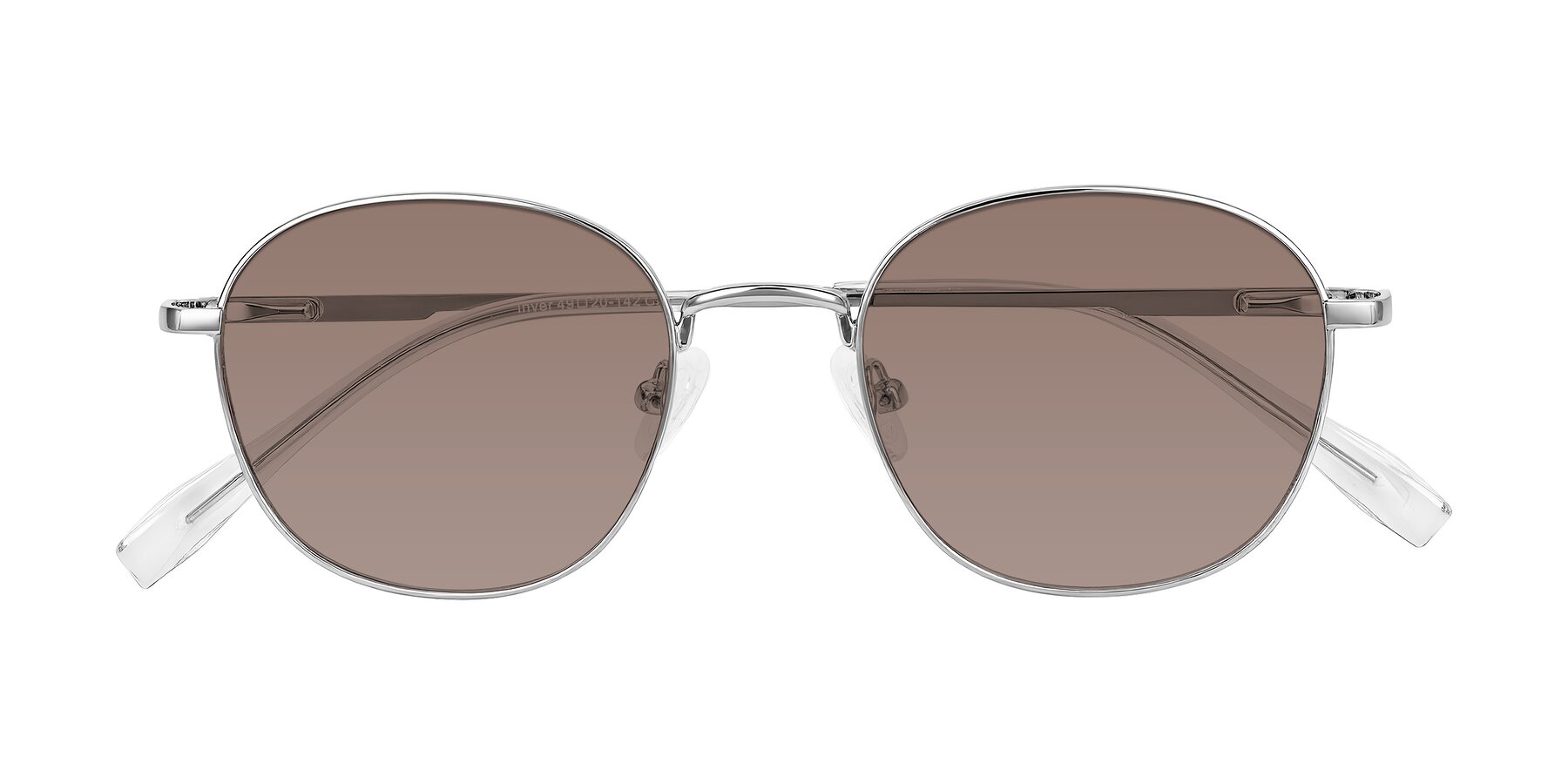 Folded Front of Inver in Silver with Medium Brown Tinted Lenses