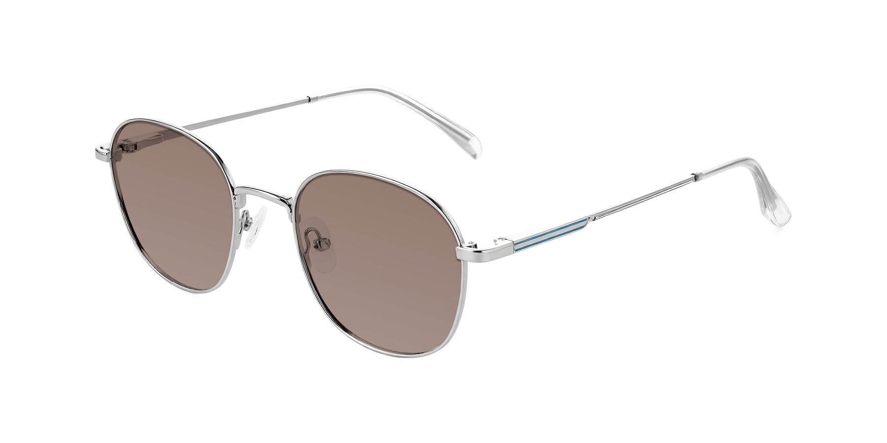 Angle of Inver in Silver with Medium Brown Tinted Lenses