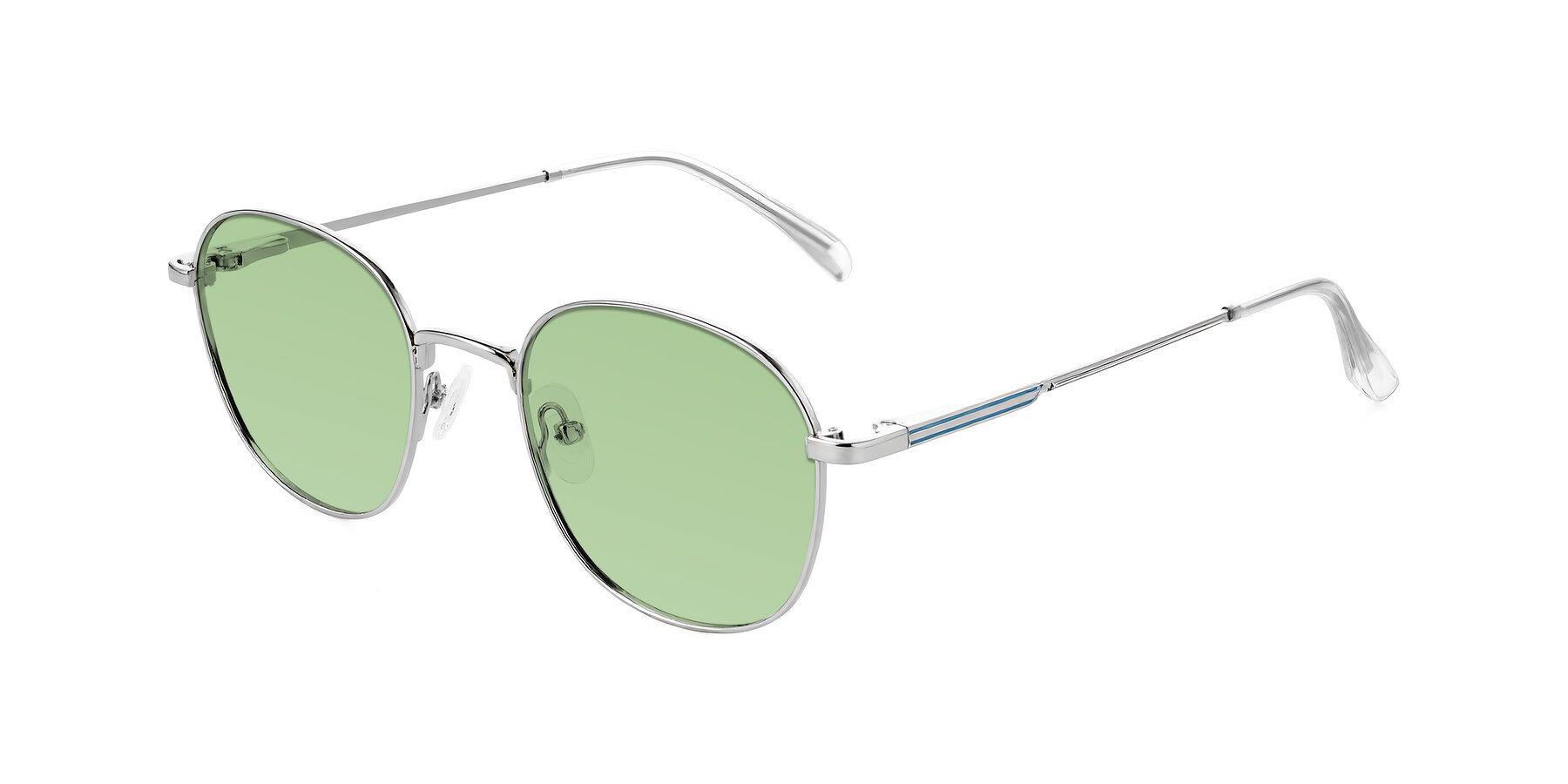 Angle of Inver in Silver with Medium Green Tinted Lenses