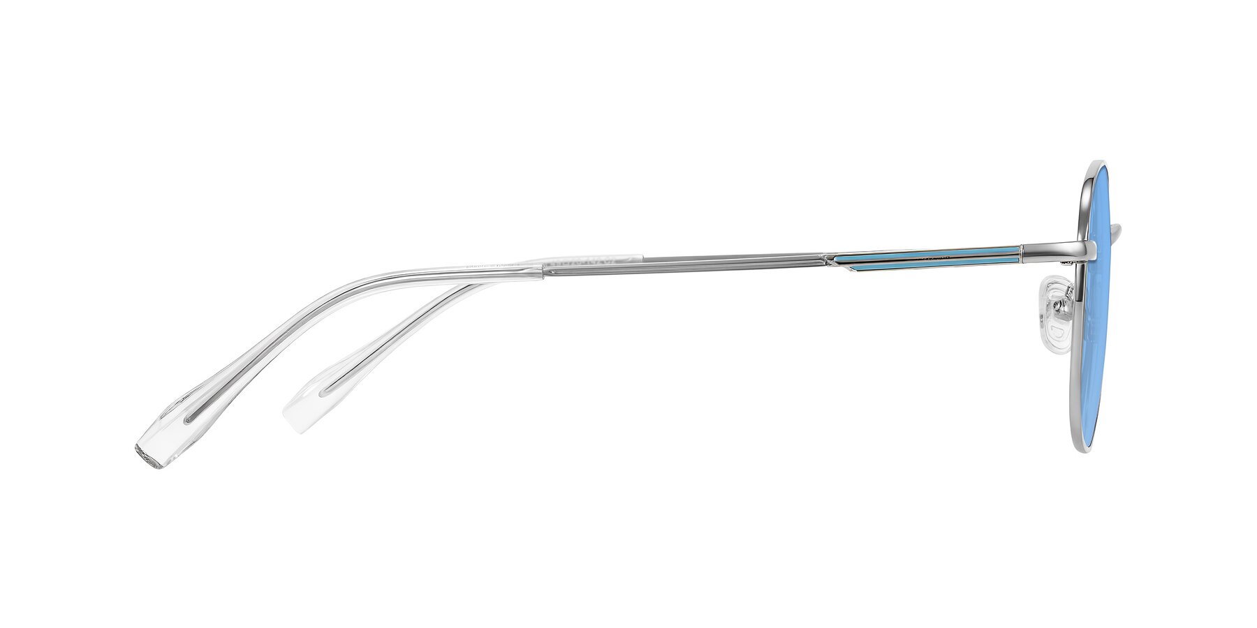 Side of Inver in Silver with Medium Blue Tinted Lenses