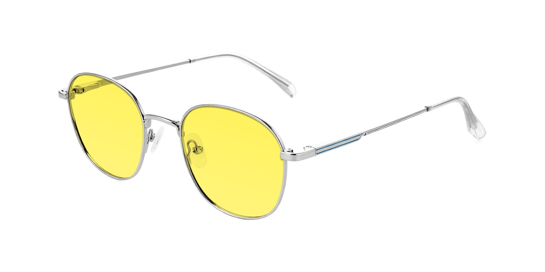 Angle of Inver in Silver with Medium Yellow Tinted Lenses