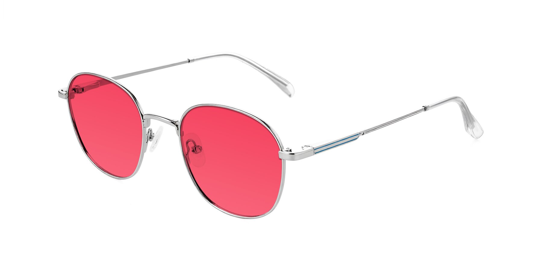 Angle of Inver in Silver with Red Tinted Lenses