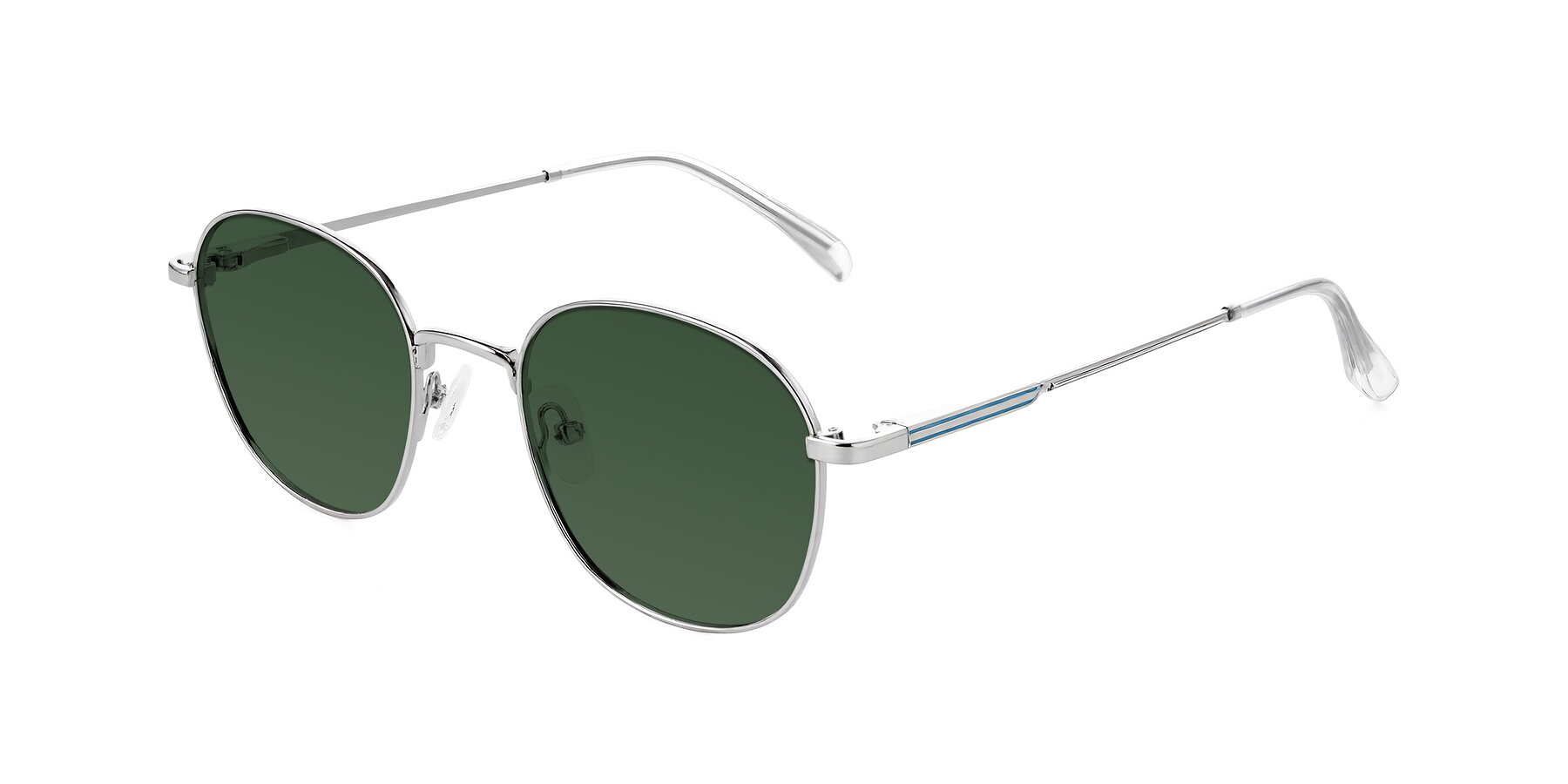 Angle of Inver in Silver with Green Tinted Lenses