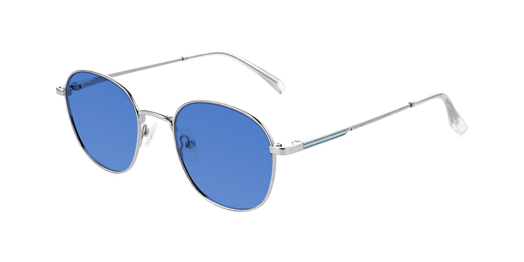 Angle of Inver in Silver with Blue Tinted Lenses